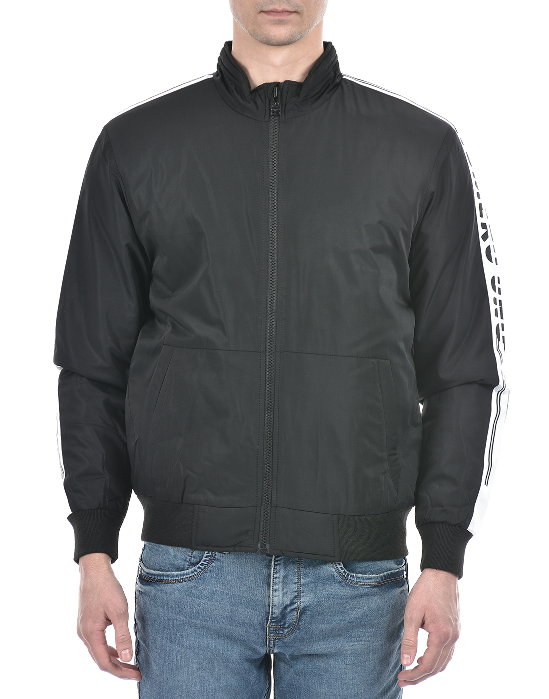 Numero Uno Men Striped Black Jacket
